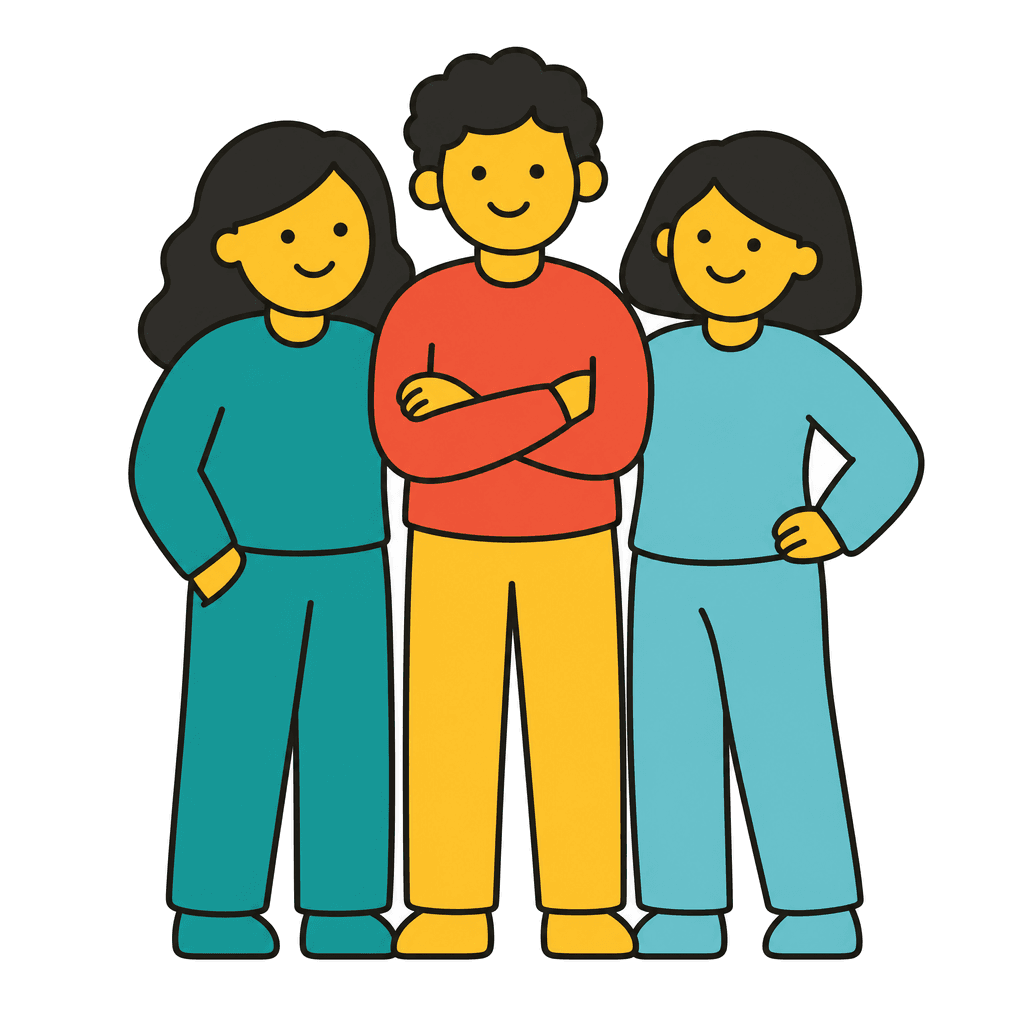 Illustration of three ExcelPath clinicians standing together